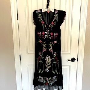 Anthropologie brand not so serious maxi dress w/ detachable belt/full cami slip